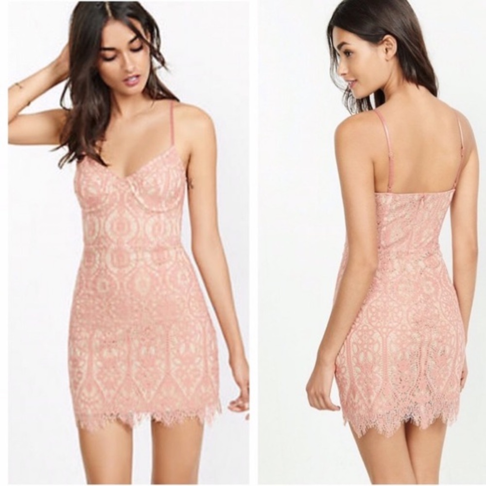 Express Blush Lace Overlay Dress Size XS